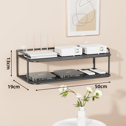 Wandmontierte belüftete Stahl-Dual-Tech-Regal für Router und Mediaplayer