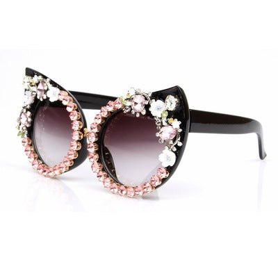 Damen Cat-Eye Sonnenbrille mit funkelnden Schmucksteinen Brehn