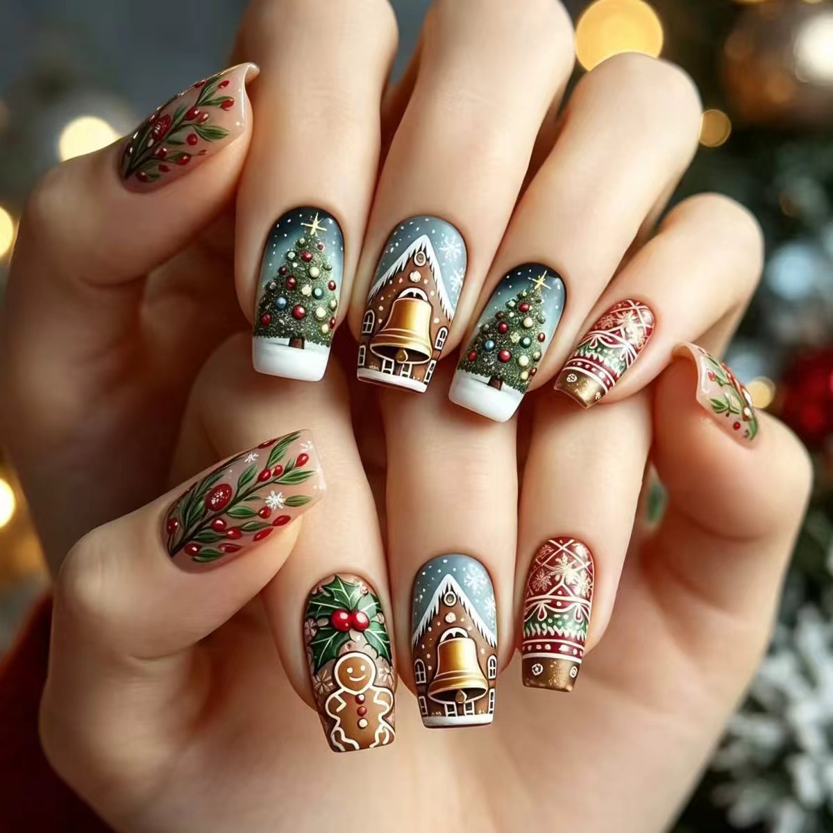 Kunstnägel mit Festlichem Weihnachtsmotiv Brehn