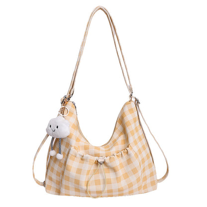 Gingham-Print Schlapp Schultertasche