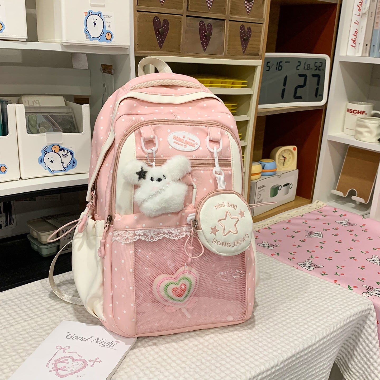Verspieltes Charakterdesign Transparenter Schulrucksack
