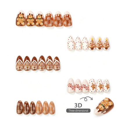 Festliche Lebkuchen-inspirierte Press-on Nagelset