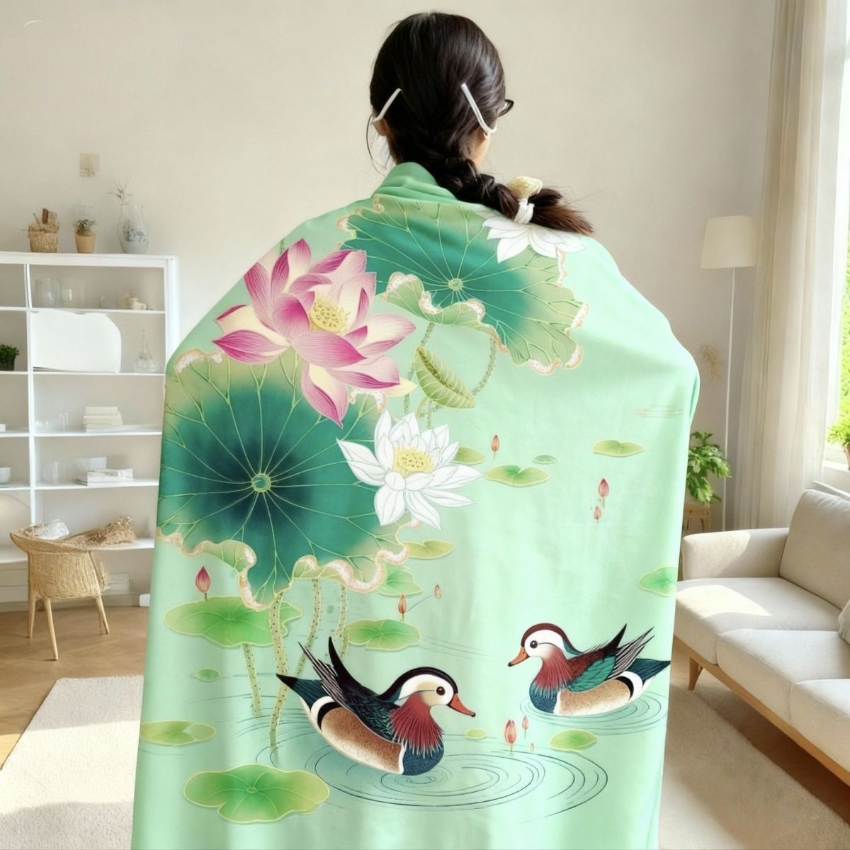 Künstlerisch von der Natur inspirierte Kuscheldecke