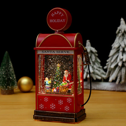Nostalgische Weihnachtslaterne mit bewegter Schneemann-Szene Brehn