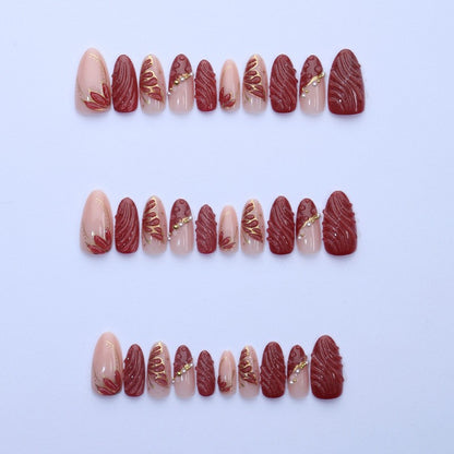 Premium Künstlerische Florale Press-On Nagelset Brehn