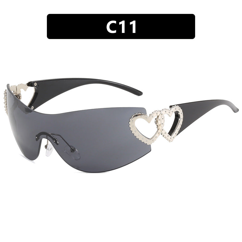 Damen Fashion-Sonnenbrille mit Herz-Applikationen Brehn