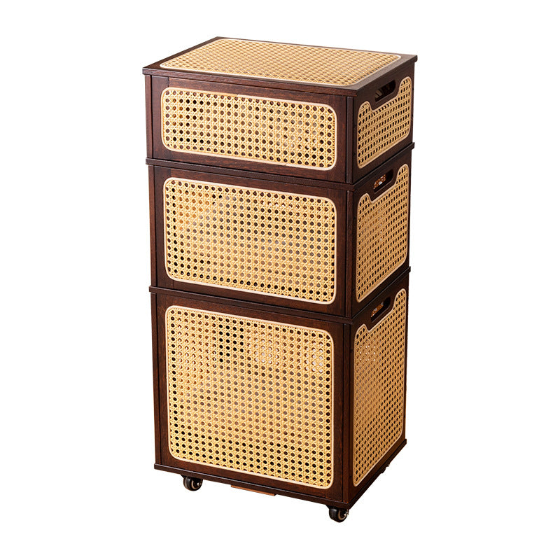 Aufbewahrungshocker Mit Praktischen Rollen Und Stilvollem Rattan-Design Brehn