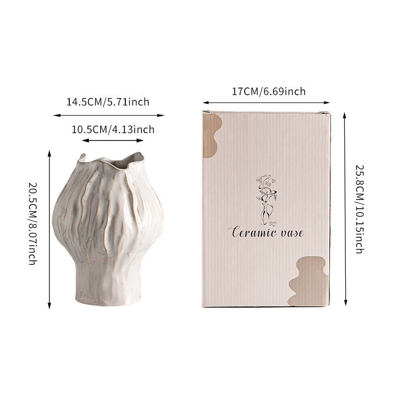 Handgemachte Texturierte Keramische Skulpturale Vase