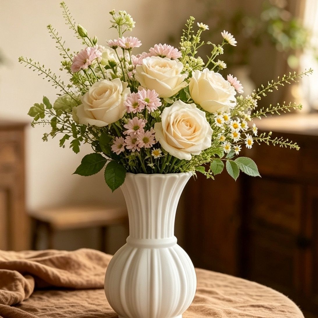 Elegante gerippte Blumenvase Brehn