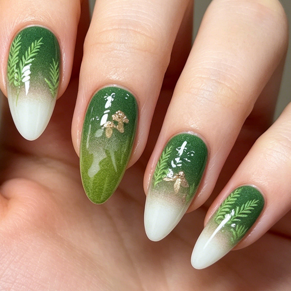 Elegante blatt-inspirierte Stiletto-Nagelverbesserungen Brehn