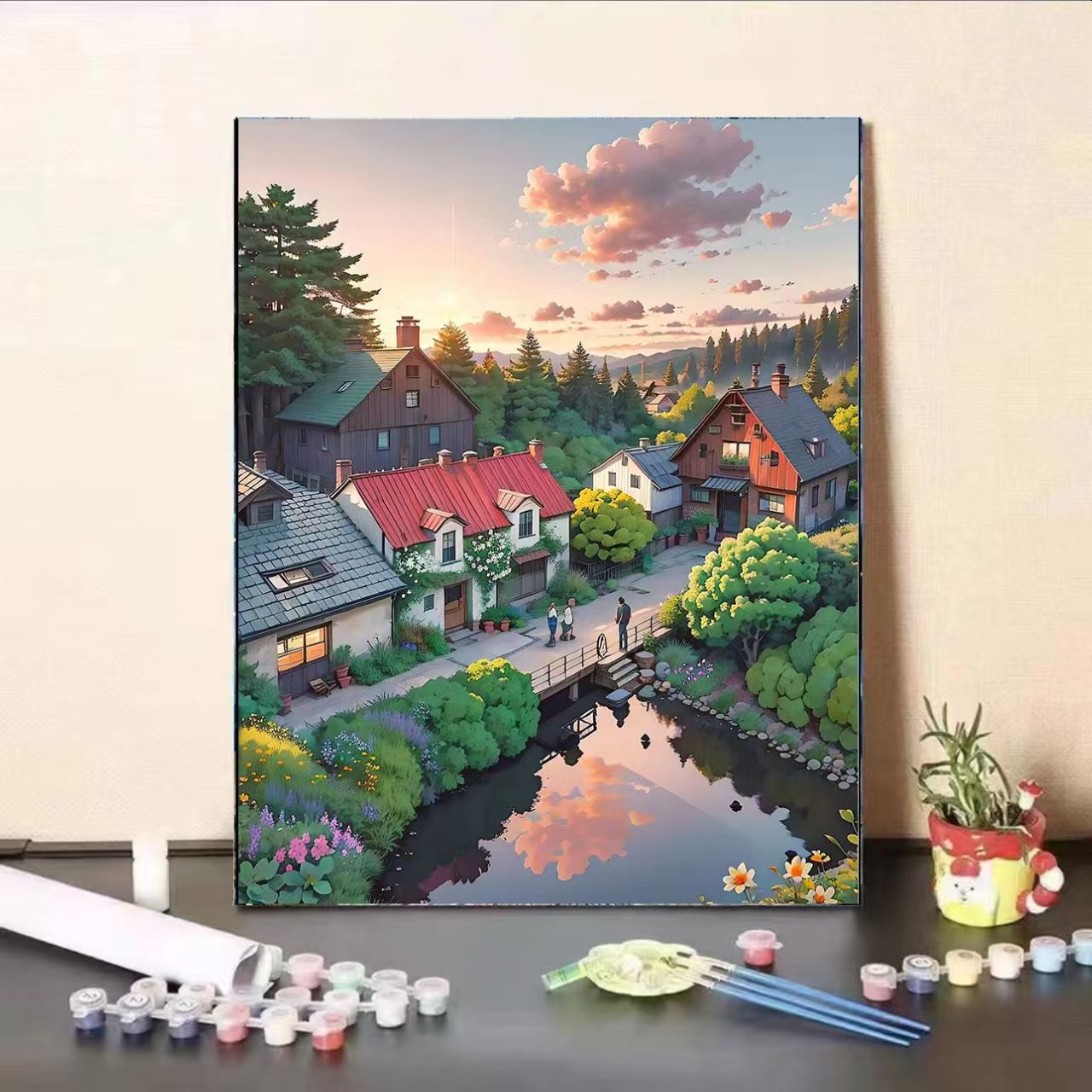 Scenic Village Landschaft Malen nach Zahlen Kit Brehn