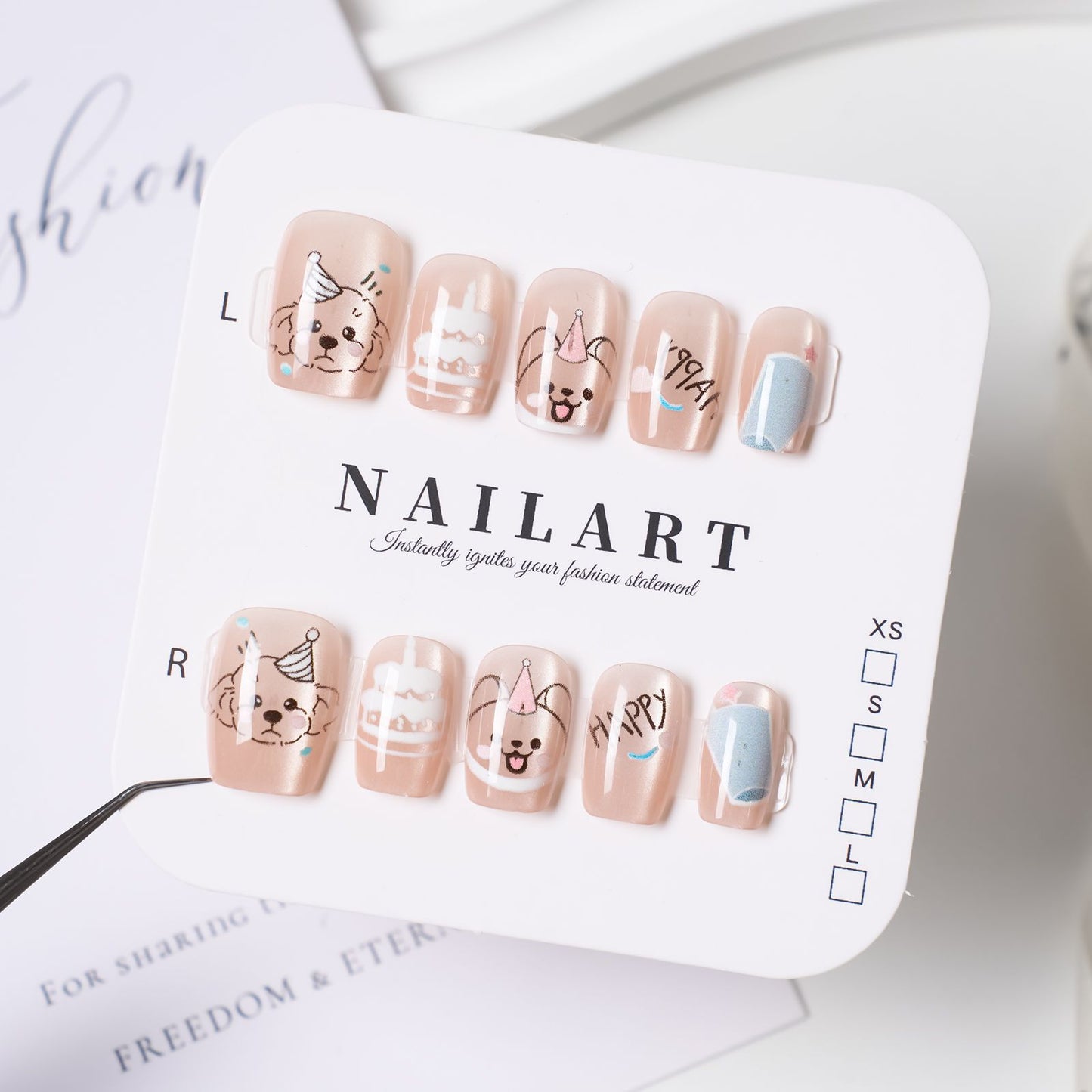 Künstlerisches Press-On-Nagelset mit einzigartigem Leoparden-Design Brehn