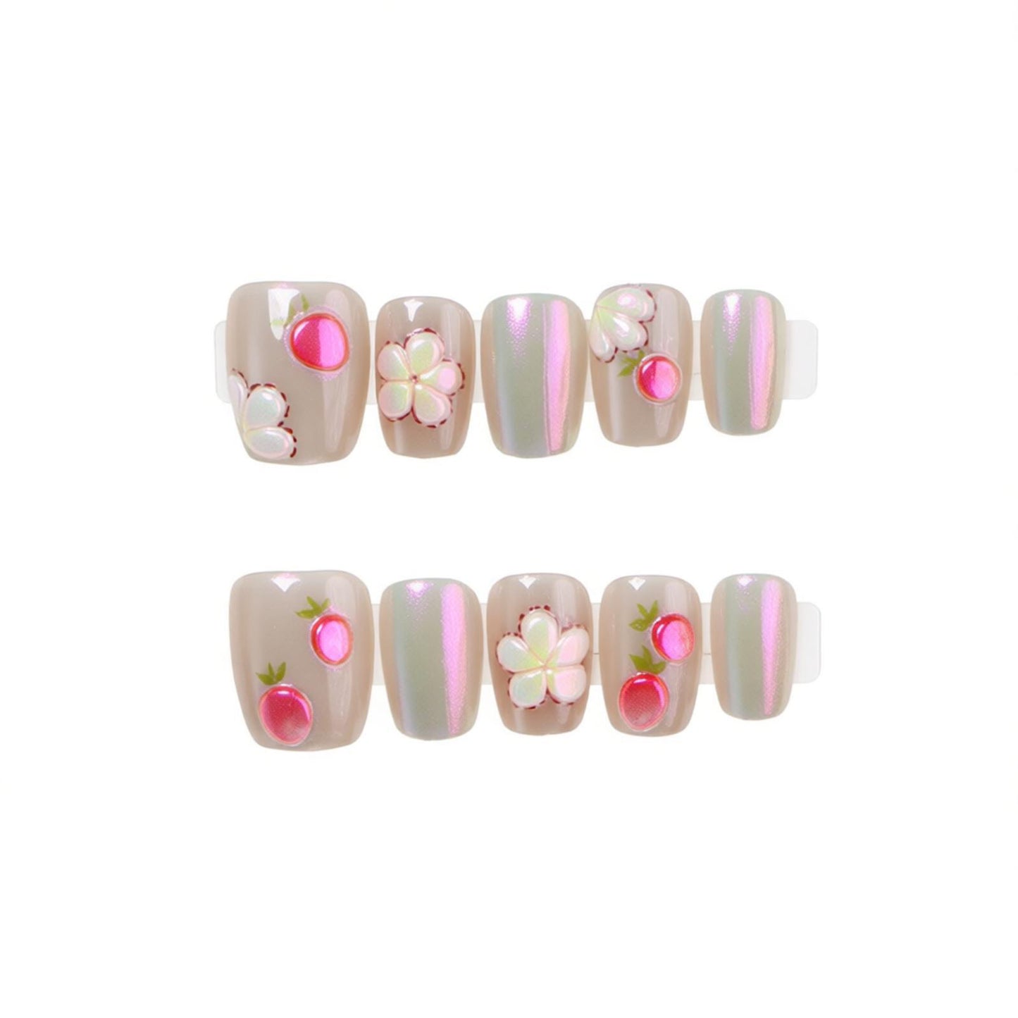 Kunstvoll verziertes Press-On Nagelset Brehn