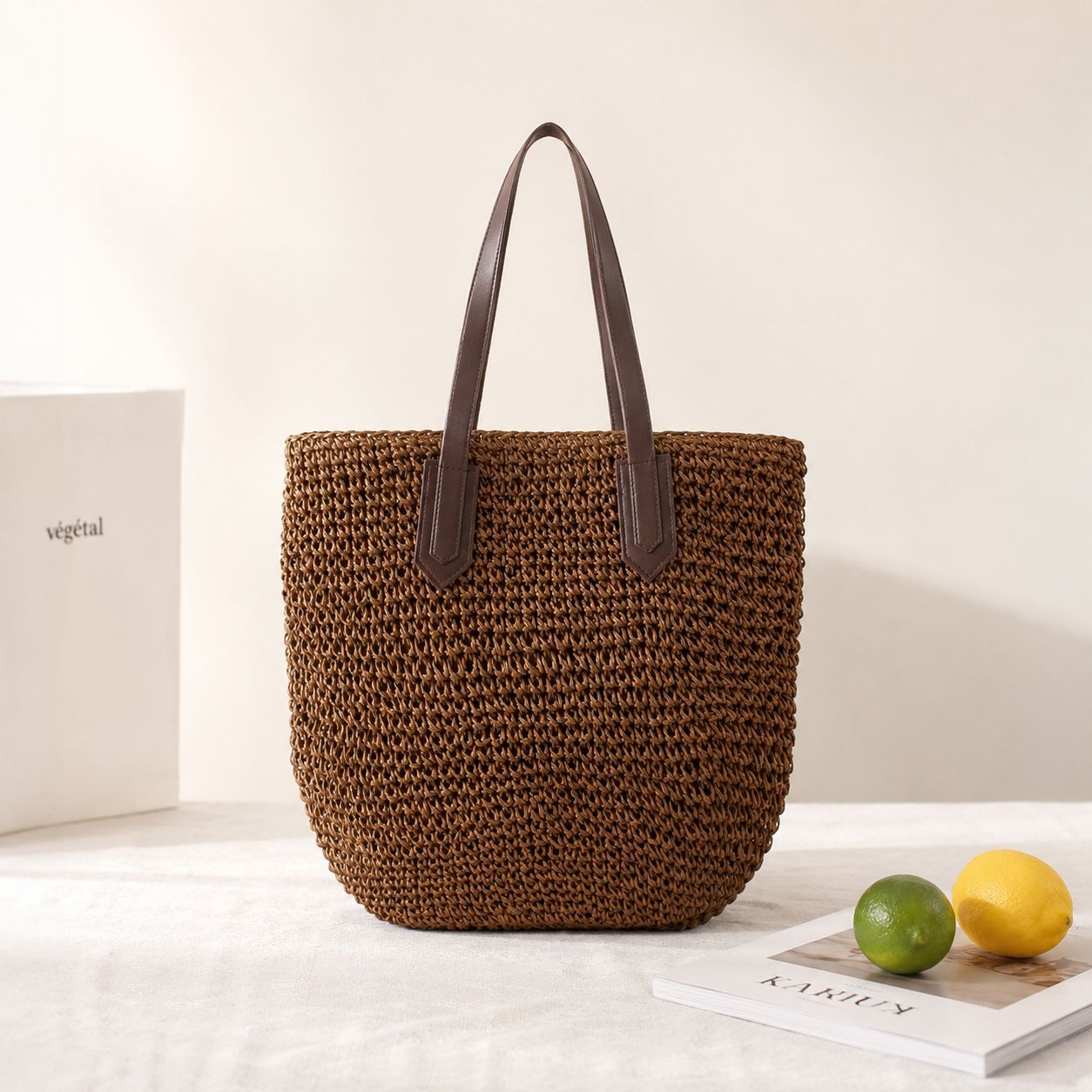 Strandtasche mit Robusten Ledergriffen Brehn