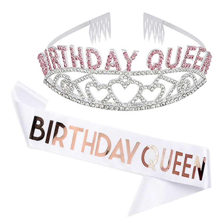 Damen Funkelndes Tiara- und Schärpen-Set Brehn
