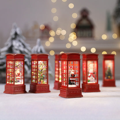 Weihnachtlich gestaltete Miniatur-Telefonzelle Dekoration