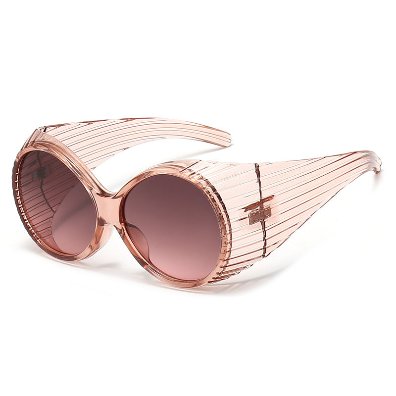 Damen Oversized Cat-Eye Sonnenbrille mit stilvollem, strukturiertem Rahmen Brehn