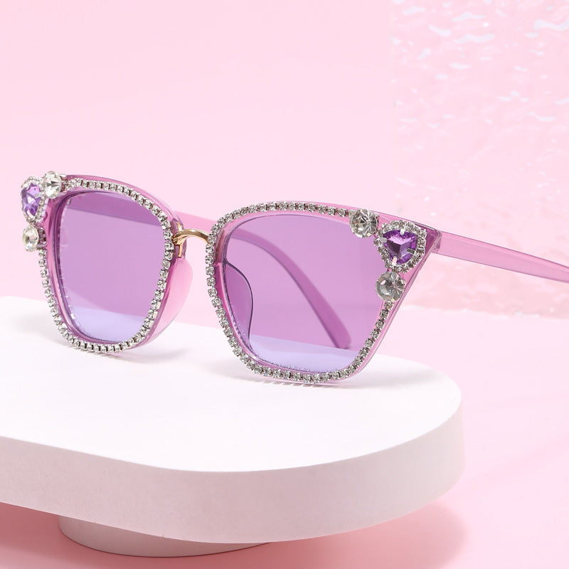 Damen Katzenaugen Sonnenbrille mit funkelnden Kristallverzierungen Brehn