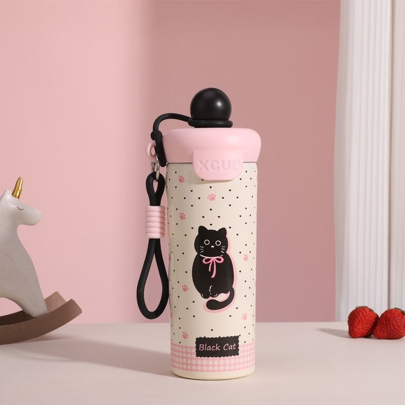 Damen Freizeit-Trinkflasche mit niedlichem Katzenmotiv Brehn