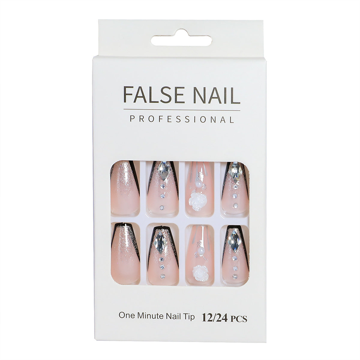 Dekorativer Press-On-Nagelset mit 3D-Akzenten Brehn