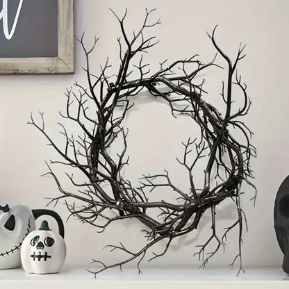 Halloween-Dekokranz aus künstlichen Zweigen mit natürlicher Astoptik