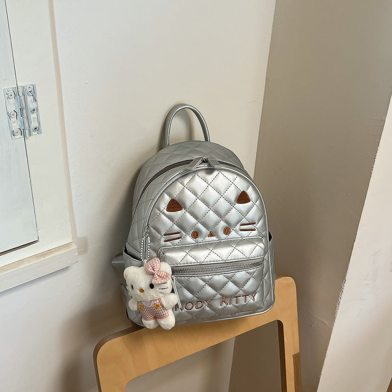 Süßer, gesteppten Katzenkopf Mini Schulrucksack