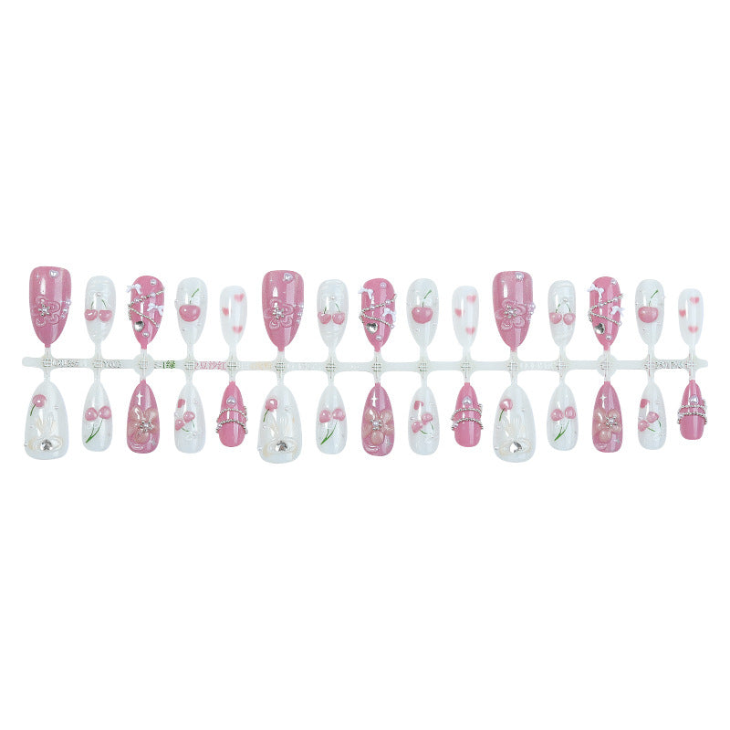 Premium Dekorative Press-On Nagelkunst Set mit Floralen und Edelstein Akzenten Brehn