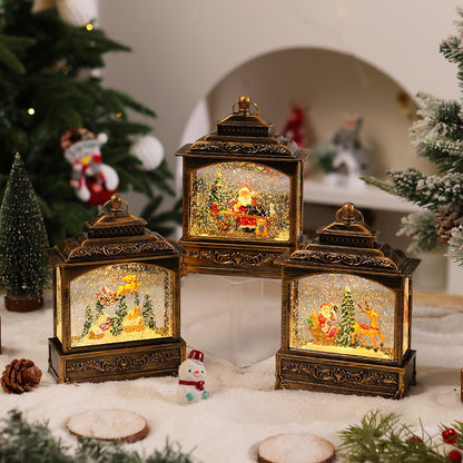 Nostalgische Weihnachtslaterne mit beweglicher Schneefallszene Brehn