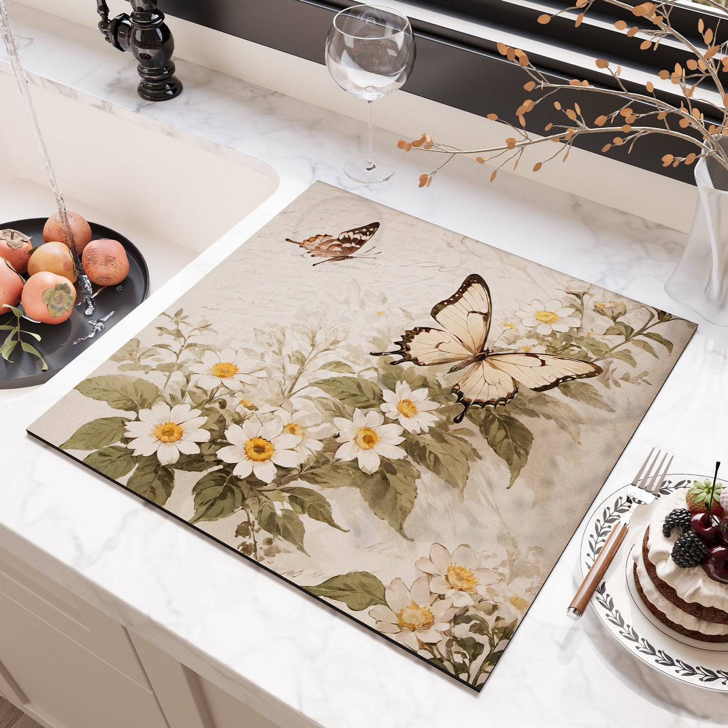 Florales Design Küchenoberflächenprotektor Brehn