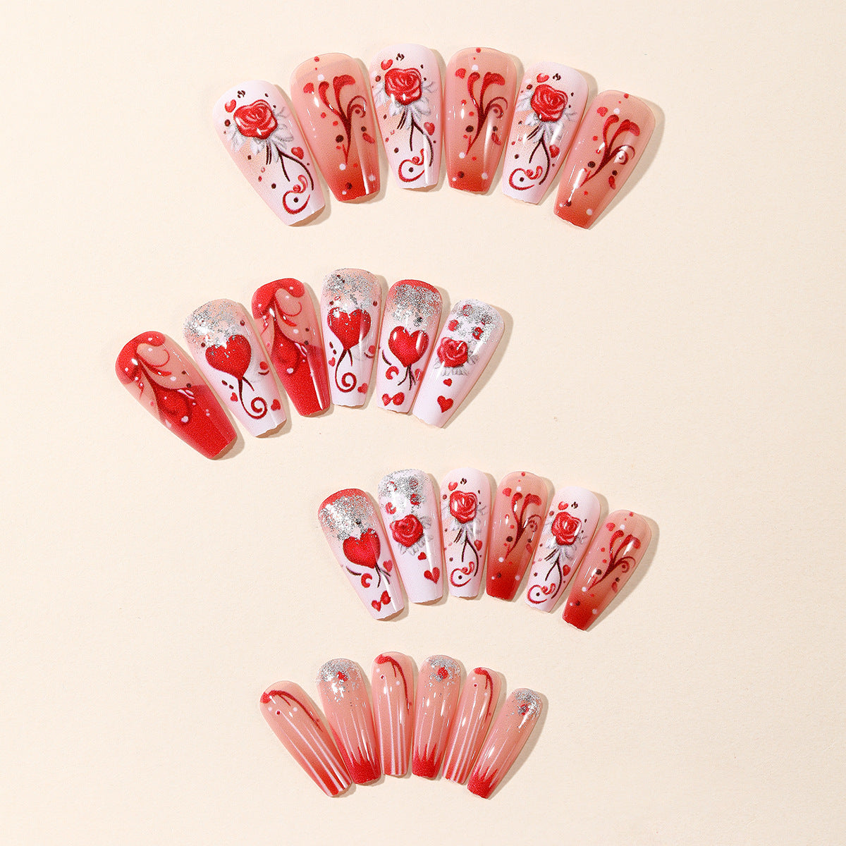 Romantisches Herz-Themen-Nagelkunst-Set Brehn