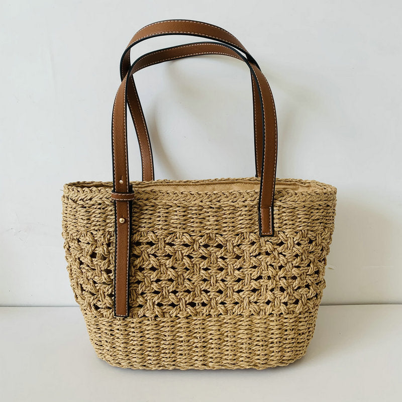 Handgefertigte Strandtasche mit Hochwertigen Ledergriffen Brehn