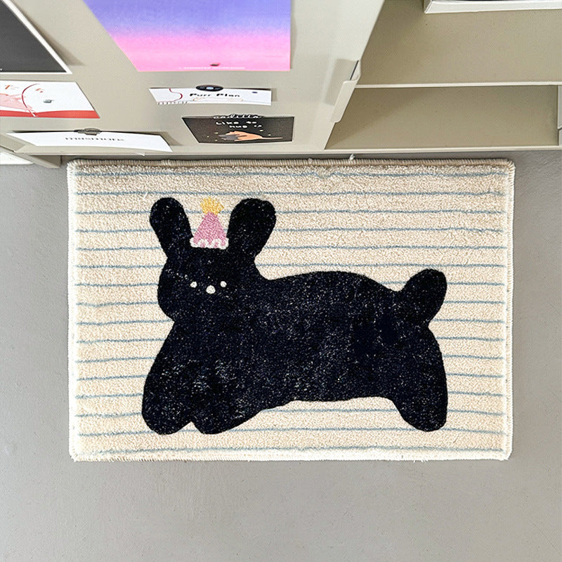 Decorative Plush Absorbent Anti-Slip Cartoon Dog Floor Mat