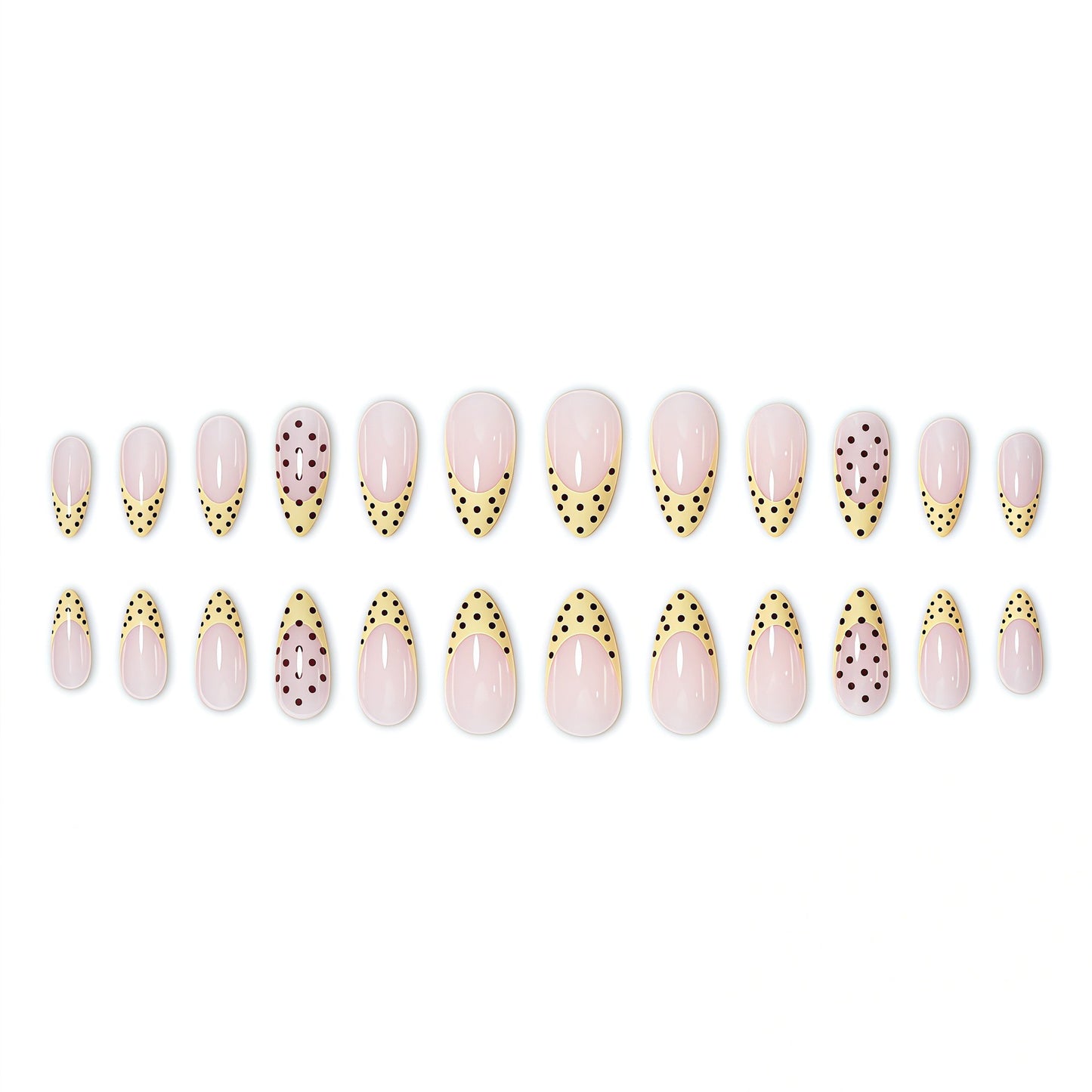 Elegante French Tip Nagelverstärkungen mit Tupfenmuster Brehn