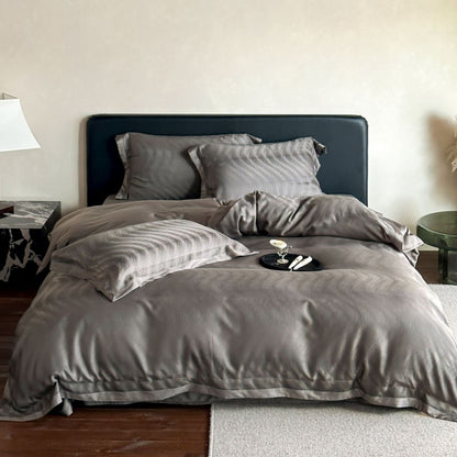 Seidensatin Jacquard Bettbezug Set mit Umschlag Kopfkissenbezügen