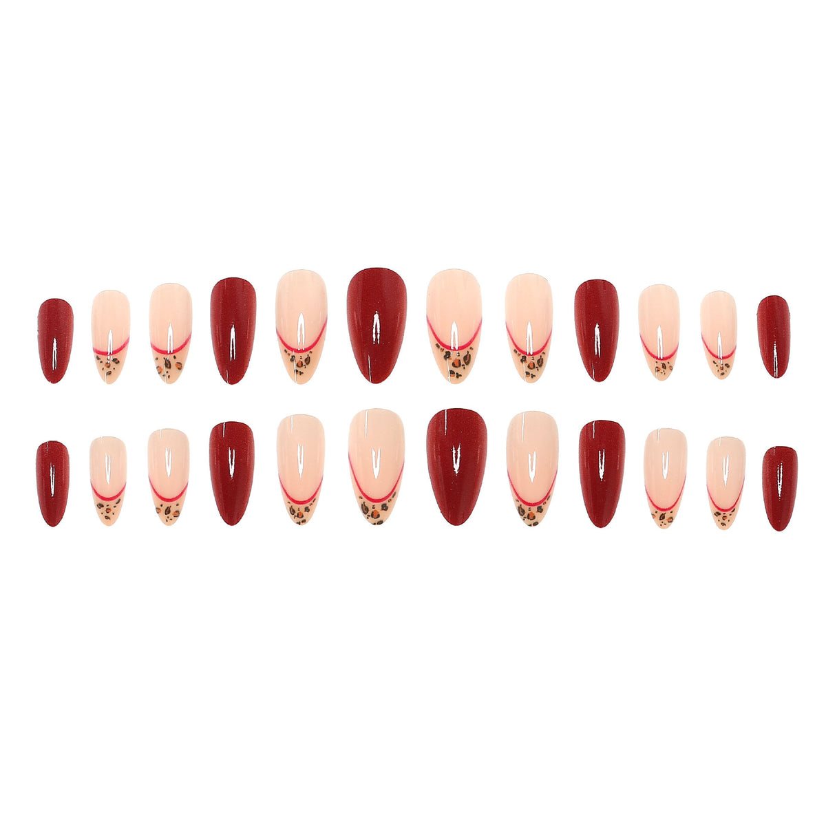 Elegantes dekoratives Press-On-Nagelset mit Tierdruckakzent