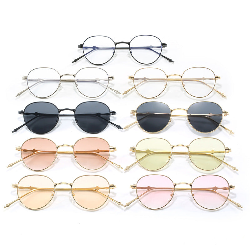 Damen elegante runde Sonnenbrille mit modischem Metallrahmen Brehn