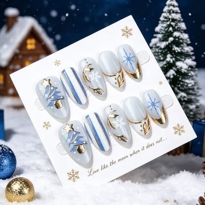 Winter-Themed Press-On Nail Set with Elegant Holiday Designs Brehn