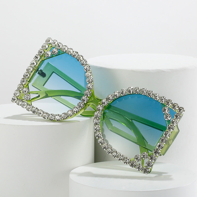 Statement Rhinestone-beschichtete sechseckige Sonnenbrille Brehn