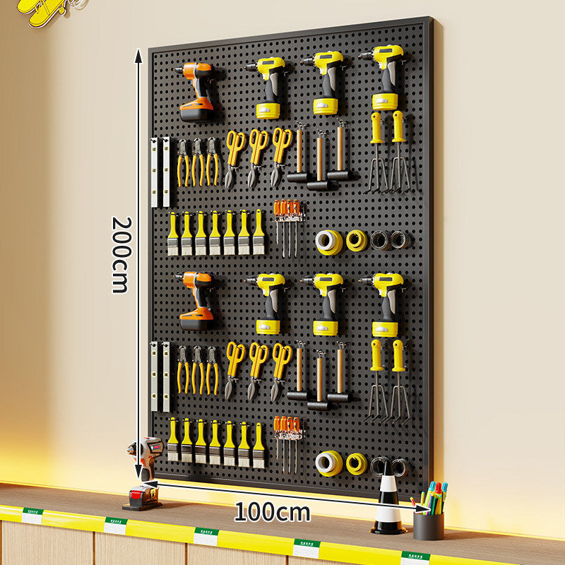 Wandmontierter perforierter Metallwerkzeug-Pegboard-Organizer mit Magnetstreifen und Mehrfachhaken
