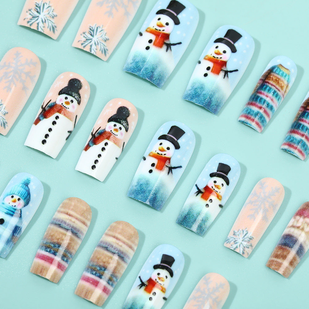 Festliche Kunstnägel mit Schneemann-Motiv Brehn