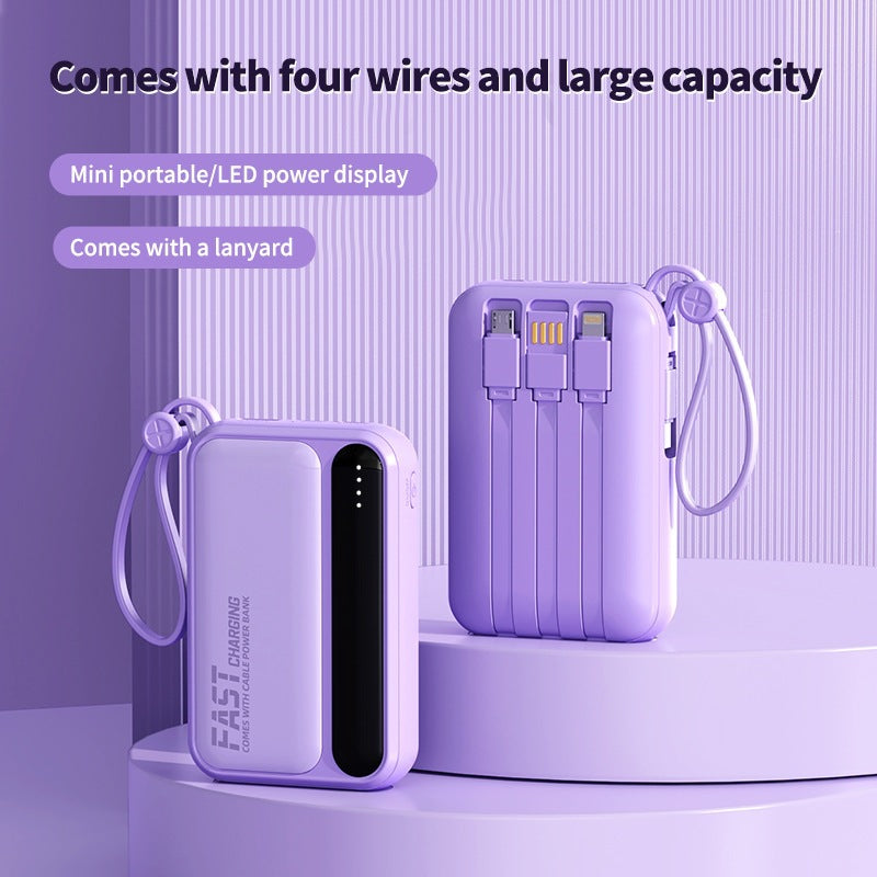 Tragbare Powerbank mit integrierten Schnellladeanschlüssen und multifunktionalem Kabel Brehn