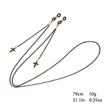 Stylische Perlen Kreuz Anhänger Brille Kette Brehn