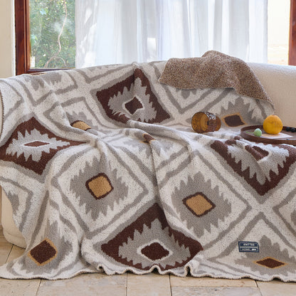 Oversized Plüsch Geometrische Sherpa Kuscheldecke