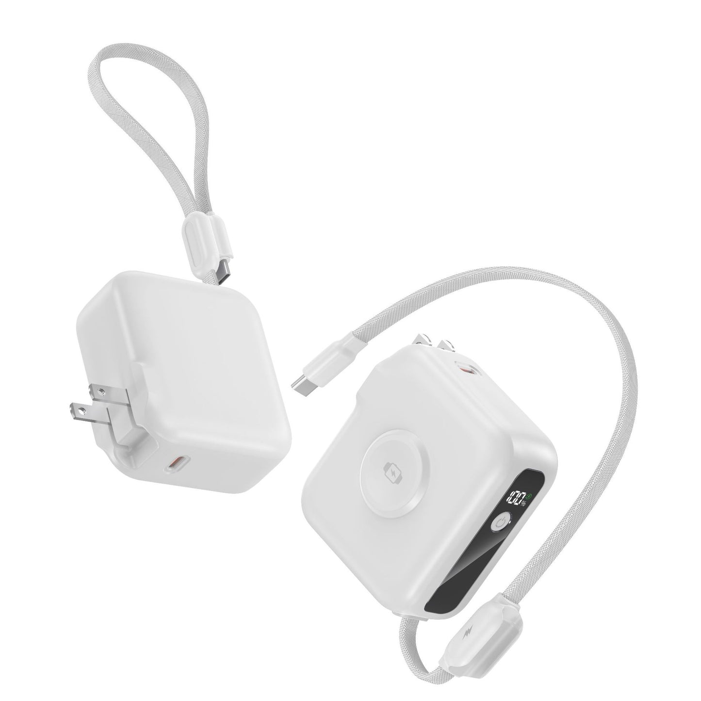 Kompaktes Ladegerät mit Integriertem Usb-C-Kabel und Digitalem Display Brehn