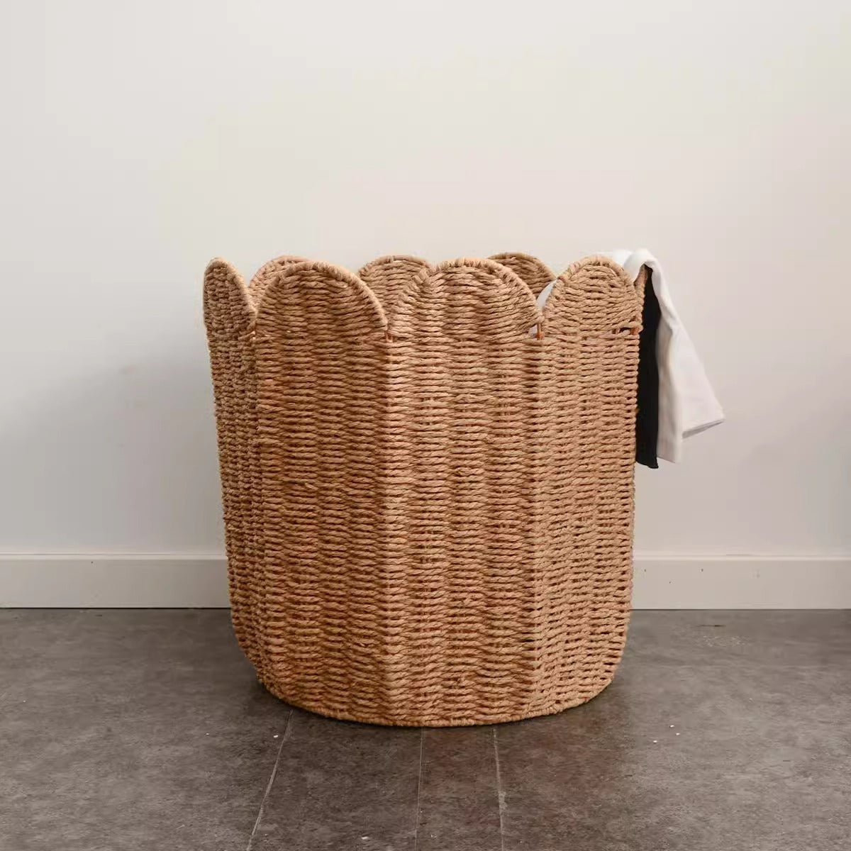 Woven Storage Basket with Decorative Scalloped Edge Brehn