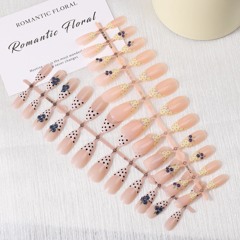 Französische Tipp Floral Press-On Nagel Set Brehn