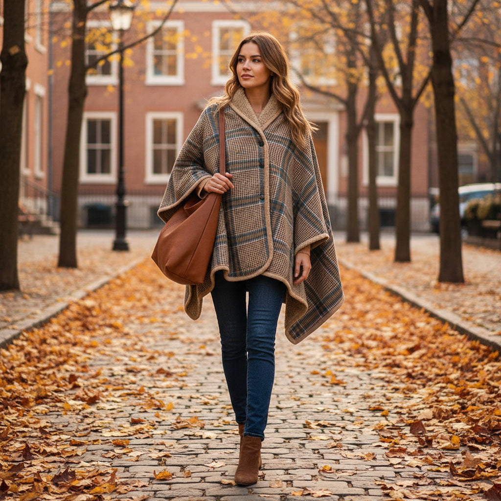 Damen Kuschelige Decke Poncho Brehn