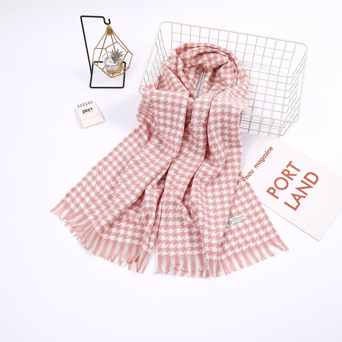 Damen eleganter Schal mit Hahnentrittmuster Brehn