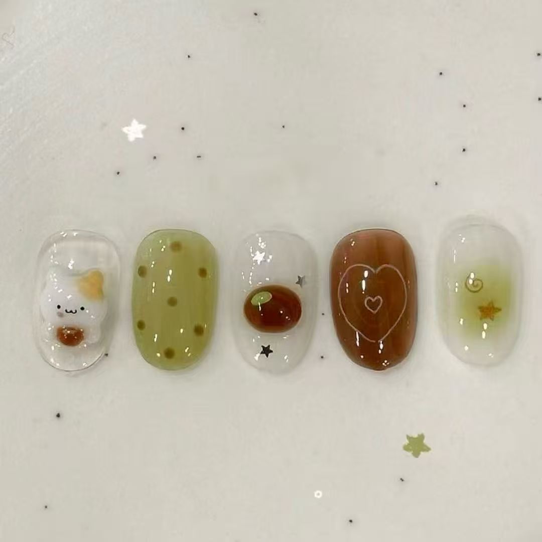 Verspielt Hase-Themen Press-On Nagelkunst Set Brehn
