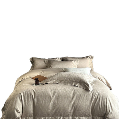 Umkehrbare strukturierte Sateen-Jacquard Bettbezugset mit Satin Saum und Kissenbezügen